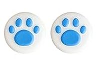 CareFlection Silicone Protective Joysticks Cover for Nintendo Switch V2 / OLED / Switch Lite / Joy-Con - Paws Cat Claw design Rockers Comfort Controller Button Key Gaming Thumb grip Anti-Slip (White & Blue)