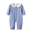 Baby & Little Boy Girl Sweet Long Sleeve Peter Pan Collar Knit Sweater Romper Outfit Clothes Twin Baby Clothing Jumpsuit Boutique 0-18M
