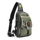 NICGID Sling Bag Chest Shoulder Backpack Crossbody Bags for iPad Tablet Outdoor Hiking Men Women, Army Greeen(fits Ipad), Medium, Travel
