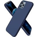 ORNARTO Compatible with iPhone 12 Case 6.1 and iPhone 12 Pro Case, Slim Liquid Silicone 3 Layers Full Covered Soft Gel Rubber Case Cover 6.1 inch-Navy Blue