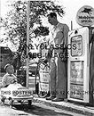 OnlyClassics 1950's Cute Kid in Pedal CAR-Mobil Gas Station Globe Pump Oil Poster AUTOMOBILIA