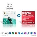 Microsoft 365 Famille - Office 365 apps - jusqu’à 6 utilisateurs - 15 Mois + McAfee Total Protection - PC/MAC, tablette et smartphone - Téléchargement