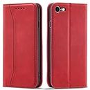 OKZone Kompatibel mit iPhone 6S / iPhone 6 (4,7 Zoll) Hülle, Magnet Leder Tasche Handyhülle, Kartenfächer Schutzhülle, [Premium PU Leder] Flip Klappbare Stoßfeste Magnetische Standfunktion (Rot)