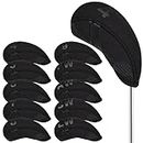 BIG TEETH Golf Iron Head Covers 10Pcs Neoprene USA Flag Golf Club Protector Multi Color Golf Club Protector (Black)
