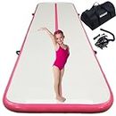 Air Tumbling Track Gymnastics Mat Inflatable 10ft 13ft 16ft 20ft Gym Tumble Mats 4 Inch Thickness for Home Use/Training/Cheerleading/Yoga/Water Fun with Electric Pump（Pink,3m）