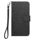 Aisenth iPhone 6 Plus/6s Plus Flip Case, The Tree of Life Embossed PU Leather Wallet Phone Folio Case Magnetic shockproof Protective Cover with Stand function, Card Slots + 1 pcs Wrist Strap (Black)