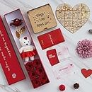 eCraftIndia Valentine Combo of Pack of 12 Love Coupons Gift Cards Set, Red Gift Box with Teddy & Roses, Things I Love About You Puzzle Wooden Gift Set