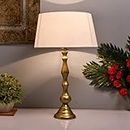 Homesake® Teardrop Gold Brushed Lamp with White Drum Shade