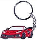 Keychain Compatible For C8 Corvette, Sweet For C8 Corvette Accessories, Great For Corvette Gifts, Metal Keychain Corvette C8 (Torch Red)