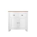 CFDZ Living Room Storage Unit Free Standing Cabinet 2 Door&2 Drawer Sideboard Cupboard- White/Grey+Oak,79x35x81cm (White)
