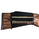 SPIKA Rifle Buttstock Shell Holder, 14 Rounds Rifle Cheek Riser Stock Ammo Pouch .17 .22 Bullet Holder with Nylon Leather
