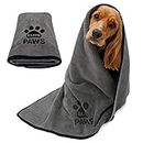 Elite Paws®️ UK: Luxury Large Microfibre Dog Towel. Extra Soft & Thick, 140x70cm, Super Absorbent, Muddy Pet Accessories, Shower & Bath Supplies, Drying Product, Puppy Grooming, XL Dry Blanket- 1 Pack