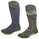 Drake Mens American Flag Camo Merino Wool Blend Boot Socks 2 Pair Pack (Olive Camo, Men's Shoe Size 9-13 - Sock Size Large)