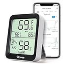 Govee Hygrometer Thermometer, Bluetooth Indoor Room Temperature Monitor Greenhouse Thermometer with Remote App Control, Large LCD Display, Notification Alerts, 2 Years Data Storage Export, Black