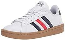 adidas Men's Grand Court Sneaker, White/Trace Blue/Active Red, 3.5