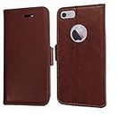 Aanshi i-Phone 6 Plus Leather Case | Genuine Leather Wallet Phone Case with Card Holder | Flip Folio Case/Cover with Stand | Compatible with i-Phone 6 Plus | (SSARwn) Brown