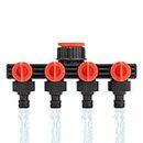 4 Way Faucet Hose Pipe Connectors Splitter Drip for Garden Home Irrigation, Water Tap Connector Adapter ABS Plastic