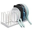 YouCopia StoreMore Expandable Cookware Rack Adjustable Pan Organizer for Kitchen Cabinet Storage, White