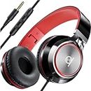 Artix CL750 Wired Headphones with Mic & Volume Control — 90% Noise Cancelling Headphones Wired, Over Ear Head phone Cable — Foldable Plug In Headphones for Laptop, PC, iPad & Computer (Aux Jack 3.5mm)