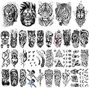 MAYCREATE® 35 Sheets Black Tatto Sticker Beast Temporary Tattoos Stickers on Arm Large Tattoo Stickers Assorted Tatto Sticker for Men Body Art Tattoos Art Waterproof Temporary Tattoos Stickers