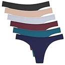 ANZERMIX Women's Breathable Cotton Thong Panties Pack of 6 (6-pack Dark Vintage, Small)
