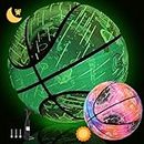 KUYOTQ Meteor Shower Glow in The Dark Basketball Official Size 7(29.5") Glow Basketball in Dark for Night Play and Training Basketball Gifts (with Pump)
