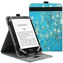 VOVIPO Universal Case for 6",6.8" kindle Paperwhite eReaders,Folio Stand Cover with Handstrap Compatible with Kindle/Kobo/Tolino/Pocketook/Sony 6-6.8inch ebook reader-Apricot Flower