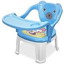 Tony Stark Plastic Chu-Chu Musical Baby Chair || Feeding Chair with Removable Tray || Soft Cushion Seat & High Backrest with Teddy Bear Design Study Table ||Strong and Portable High Musical Baby Chair for Kids, Toddlers, and Babies || 1-4 Years, Upto 30 Kgs - Blue