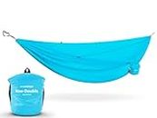Kammok: Roo Double Hammock | Strong & 100% Recycled Water Resistant Ripstop Fabric | Comfortable, Packable, Lightweight (Adventure Grade, Sky Blue