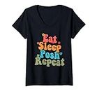 Womens Posh Seller Online Seller Poshmark Eat Sleep Posh Repeat V-Neck T-Shirt