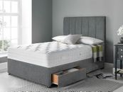 REINFORCED DIVAN BED SET WITH FREE 6 PANEL 26 INCH HEADBOARD SINGLE DOUBLE KING