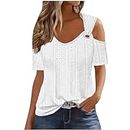t Shirts for Women Trendy Dressy Casual Summer Tops for Women 2024 Trendy Boho Short Sleeve Eyelet Cold Shoulder Tunic Blouses Dressy Casual Vacation Clothes Todays Deals in Amazon