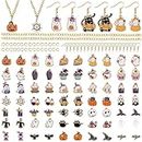 EBANKU 70PCS Halloween Charms for Jewellery Making, Alloy Charms Pendant with Ear Hook and Necklace Pumpkin Ghost Ornament for Jewelry Bracelet Necklace Crafts Making C