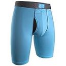 2UNDR Mens Power Shift 9" Boxer Long Leg Underwear (Light Blue, Small)