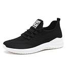 Chaussures de Course Sports Running Basquettes De Fitness Course Sneakers Casual Gym Multisports Basses Trail Running Shoes Course Mesh Respirante Gym Running Baskets pour Homme,Noir, EU42