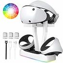 JoyHood Magnetic Charging Base for PS VR2, Controller Charging Dock with VR Headset Holder and Display Stand (White & Black)