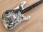 Factory Customized Black and White Pattern Electric Guitar 6 Strings Mahogany