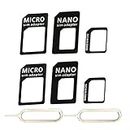 2 Piezas 4 In 1 Nano Sim & Micro Sim Adapter Set For Smartphones, Cell Phones & Tablets - 100% Custom Fit, Snap-Lock Mini Set - Nano To Micro, Nano To Standard, Micro To Standard.