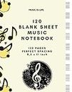 120 Blank Sheet Music Notebook: Music Manuscript Paper *Large * Perfect spacing/ White Marble Blank Sheet Music / Notebook for Musicians