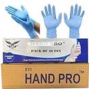 ETSHandPro Nitrile Gloves, Disposable Powder Free Examination Hand gloves, True Blue Color, Food Grade (Small, Pack of 40 Pcs)