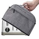 BGD 4 Slice Toaster Cover with Zipper & Open Pockets Kitchen Small Appliance Cover with Handle, Dust and Fingerprint Protection, Machine Washable, Grey
