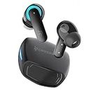 CrossBeats Fury Latest True Wireless Gaming Earbuds, 30ms Ultra Low Latency Noise Cancelling Bluetooth Earbuds with 6 Microphones, AAC, Dual Modes RGB Light, 80hr Playtime, Fast Charge (Black)