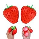 Anboor 2 Pcs Strawberry Squishy Stress Ball, Fruit Sensory Balls for Kids and Adults, Simulation Strawberry Relief Stress Squeeze Fidget Toy as Birthday Gifts