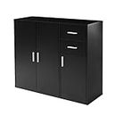 Panana Sideboard Storage Cupboard Cabinet Unit with Doors and Drawers Living Room Bedroom Furniture Black