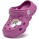 HOBIBEAR Girls Classic Graphic Toddler Garden Clogs Slip on Water Shoes (Dark Purple-Size 1.5-2 Infant)