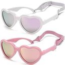 Baby Sunglasses, 2Pieces Toddler Sunglasses Polarized with Strap for 0-24 Months, Infant Sunglasses Soft Frame Safe