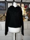 victoria secret pink hoodie velour black cropped logo spell out