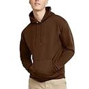 Hanes Men's Hooded Sweatshirt, EcoSmart Cotton-Blend Plush Fleece Pullover Hoodie, Army Brown, Medium