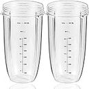 Replacement Parts 32oz Blender Cups (2 Packs) Replacement Blender Cups Compatible with NutriBullet 600w and 900w Blender