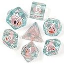 cusdie 7-Die DND Dice, Polyhedral Dice Set Filled with Animal, for Role Playing Game Dungeons and Dragons D&D Dice (Dark Pink Duck)